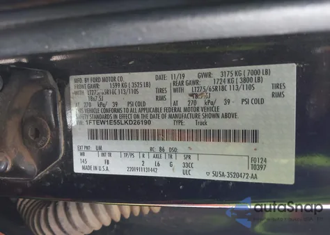 2020 Ford F-150 Xlt из США, поврежденный, VIN 1FTEW1E55LKD26190